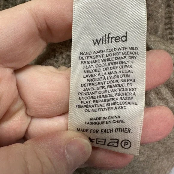 Wilfred Aritzia Holly Sweater 2XS Merino Wool Yak Blend Tan Crewneck Oversized - Picture 6 of 7